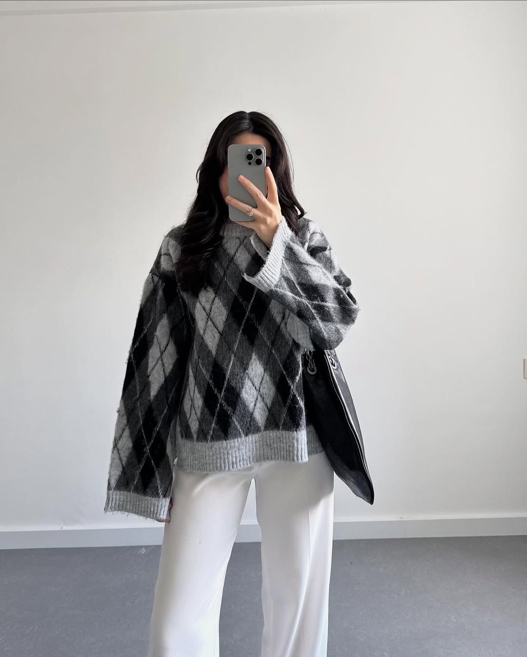 Cozy - Tricot Losanges Gris