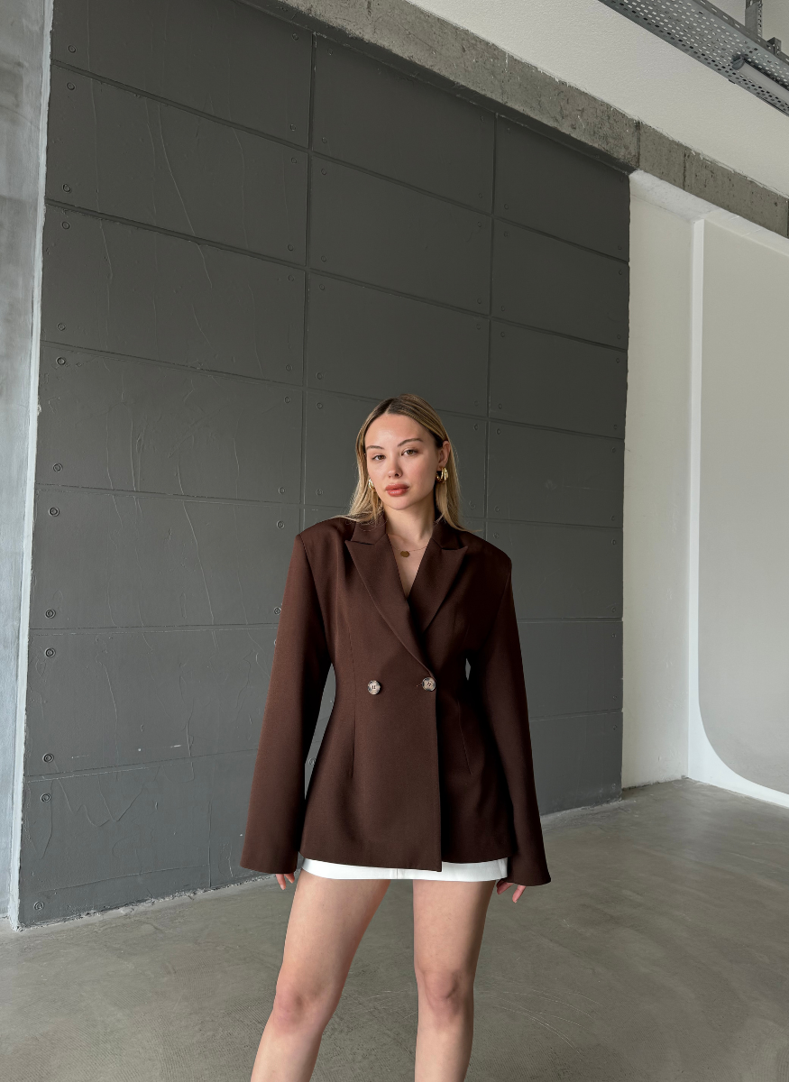 Lucy - Blazer Structuré Marron