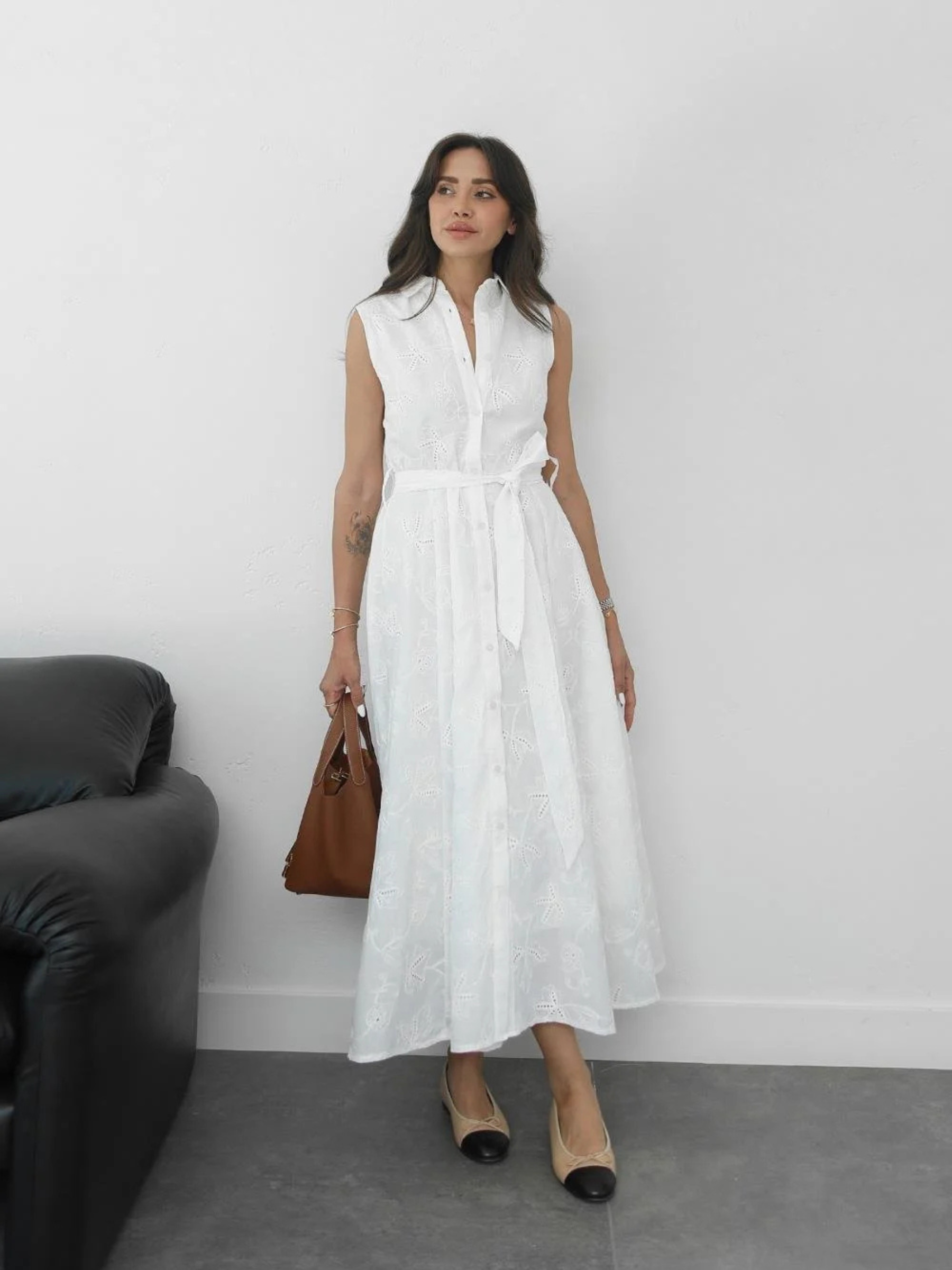 Roca – Robe Longue en Broderie Anglaise