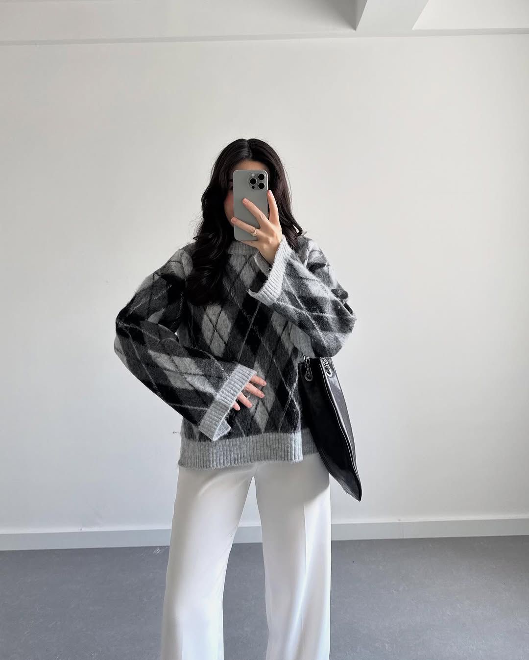 Cozy - Tricot Losanges Gris