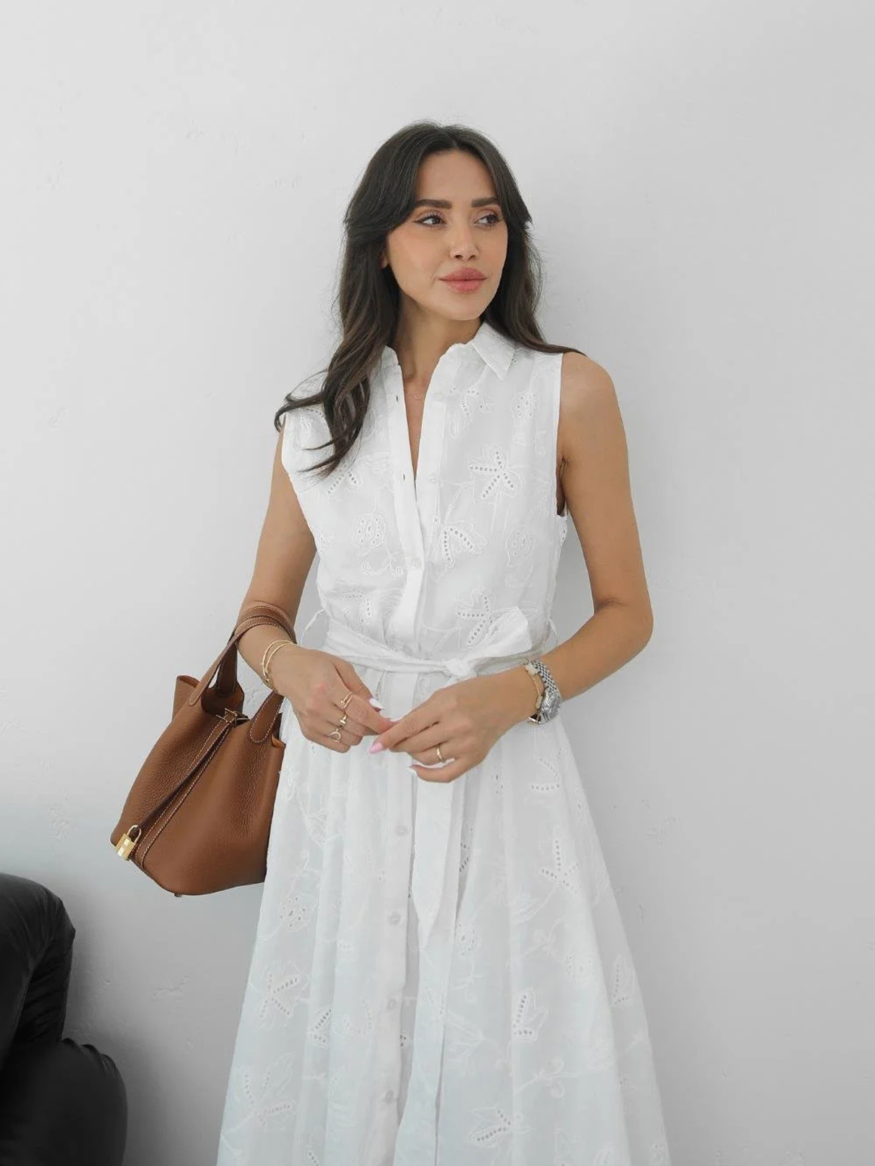 Roca – Robe Longue en Broderie Anglaise