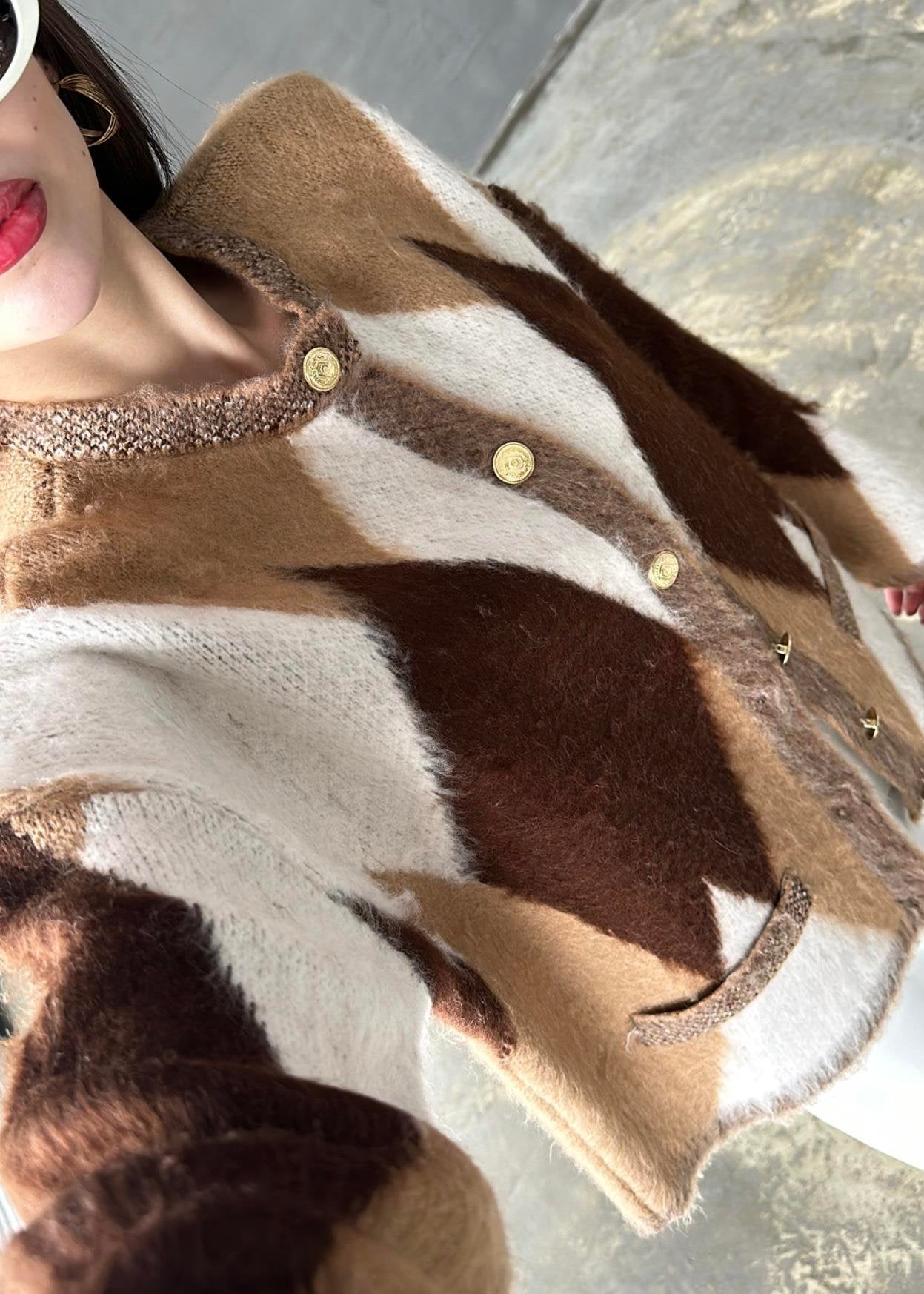 Latte - Cardigan Pelucheux Losanges