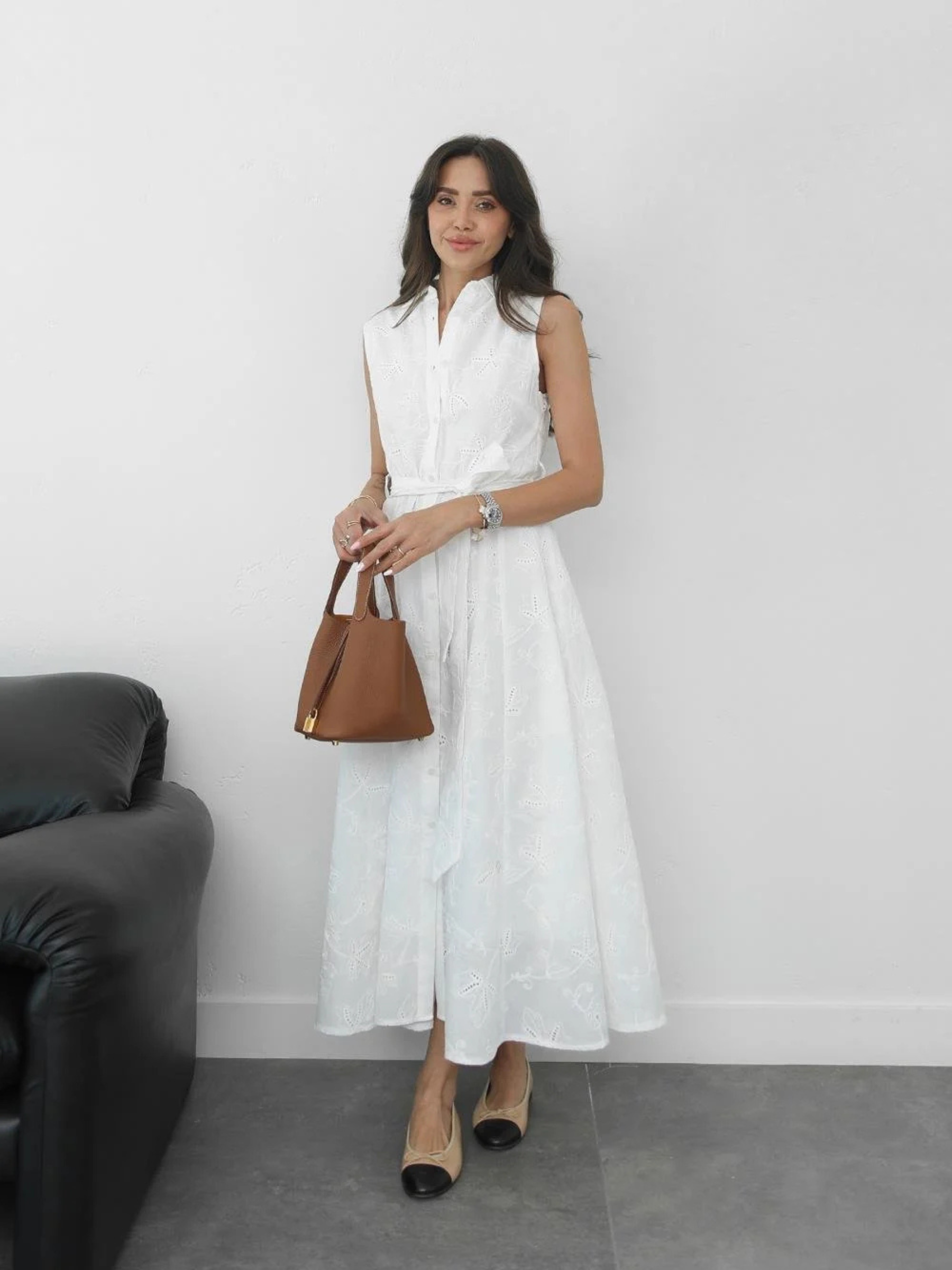 Roca – Robe Longue en Broderie Anglaise