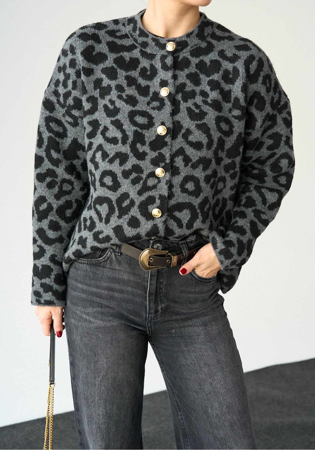 Grisou - Cardigan à imprimé léopard avec boutons dorés