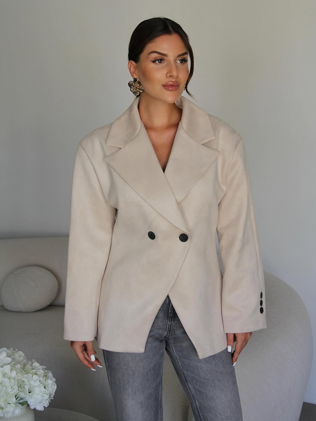Pearl - Blazer croisé en daim