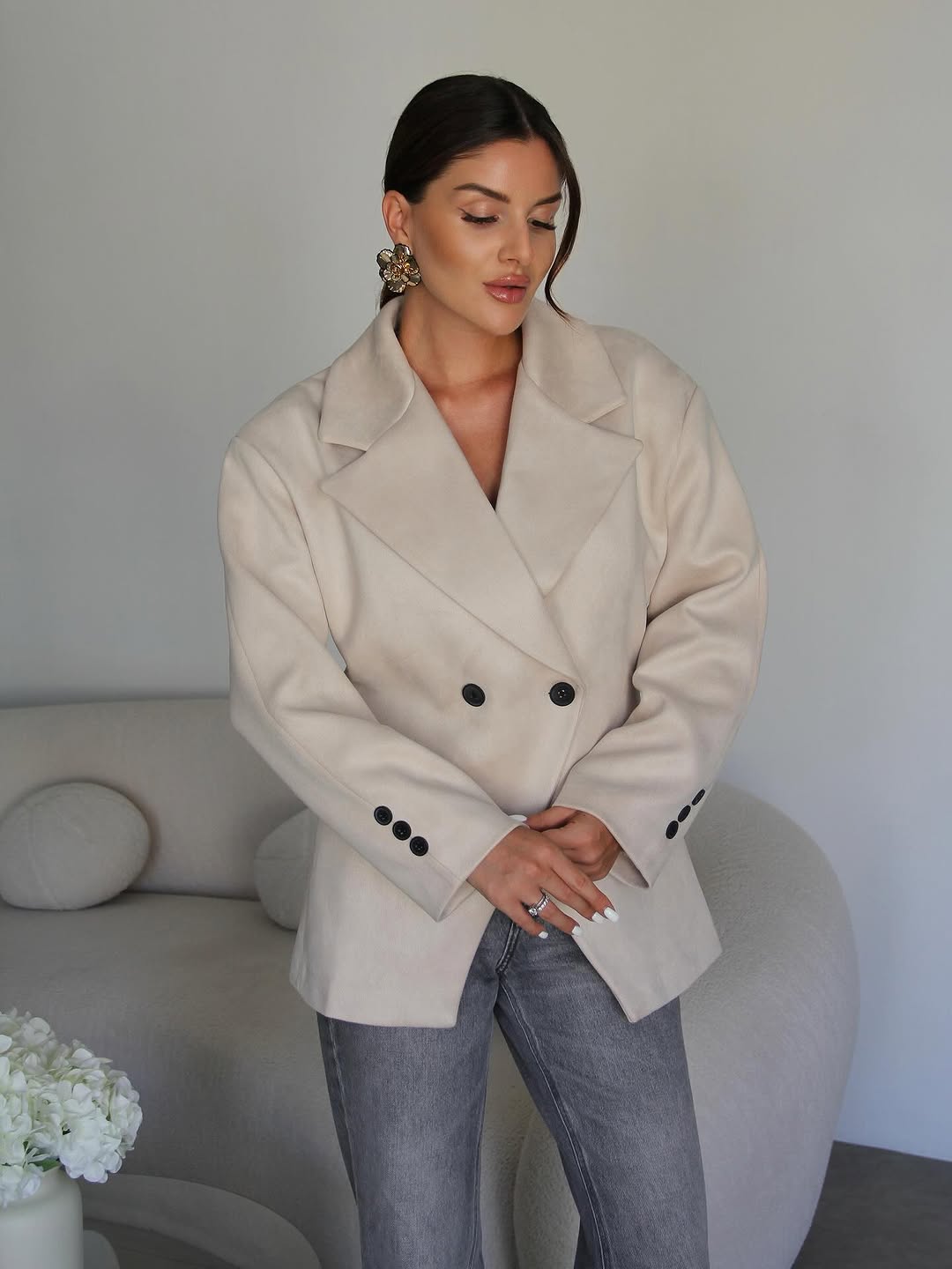 Pearl - Blazer croisé en daim