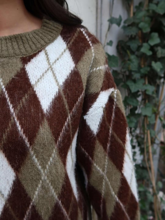 Cozy - Tricot Losanges Kaki