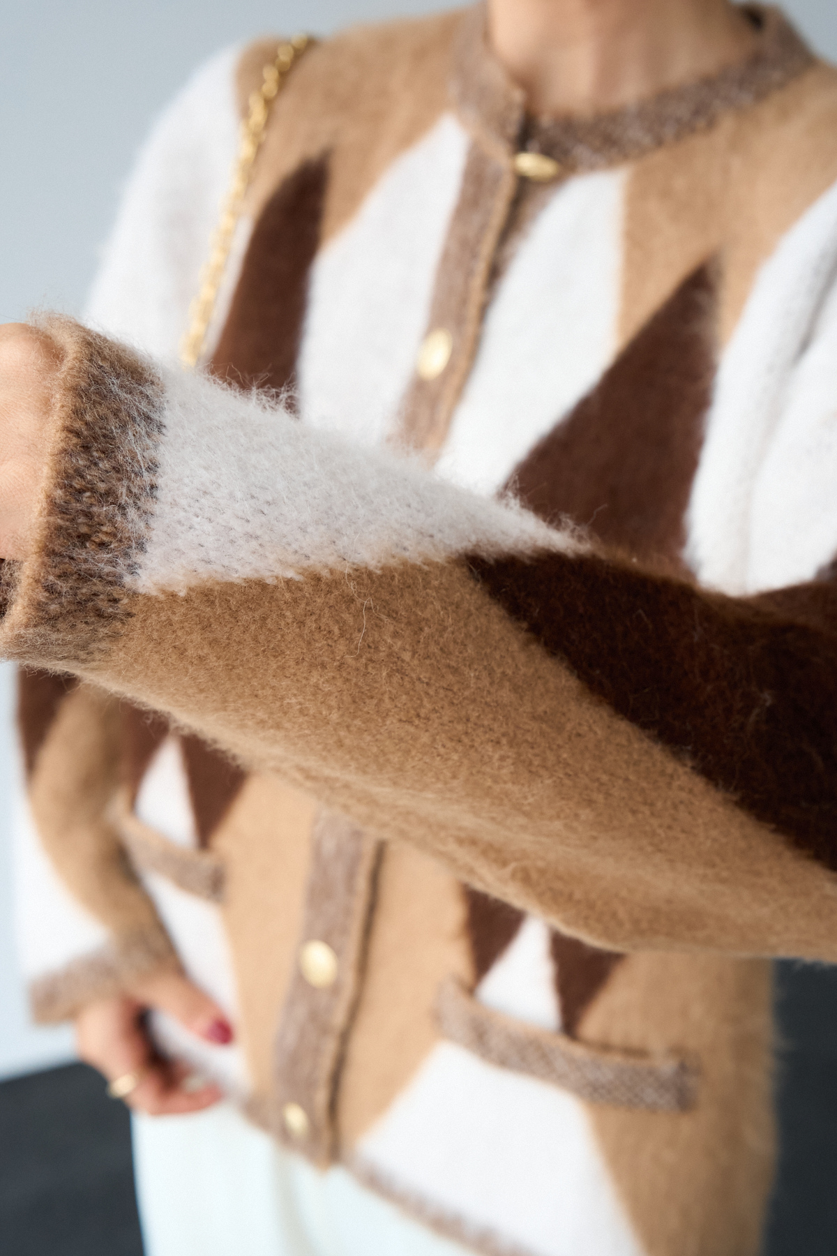 Latte - Cardigan Pelucheux Losanges