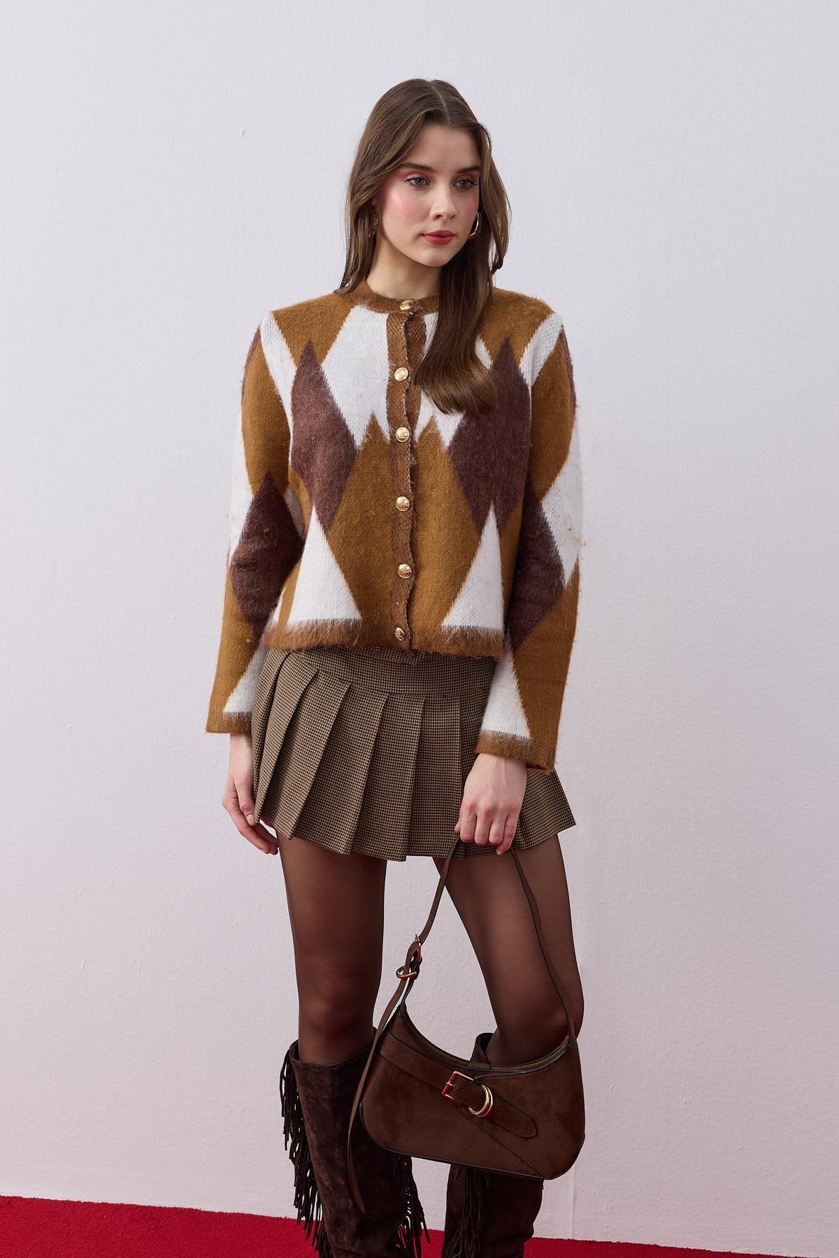 Latte Sans Poches - Cardigan Pelucheux Losanges