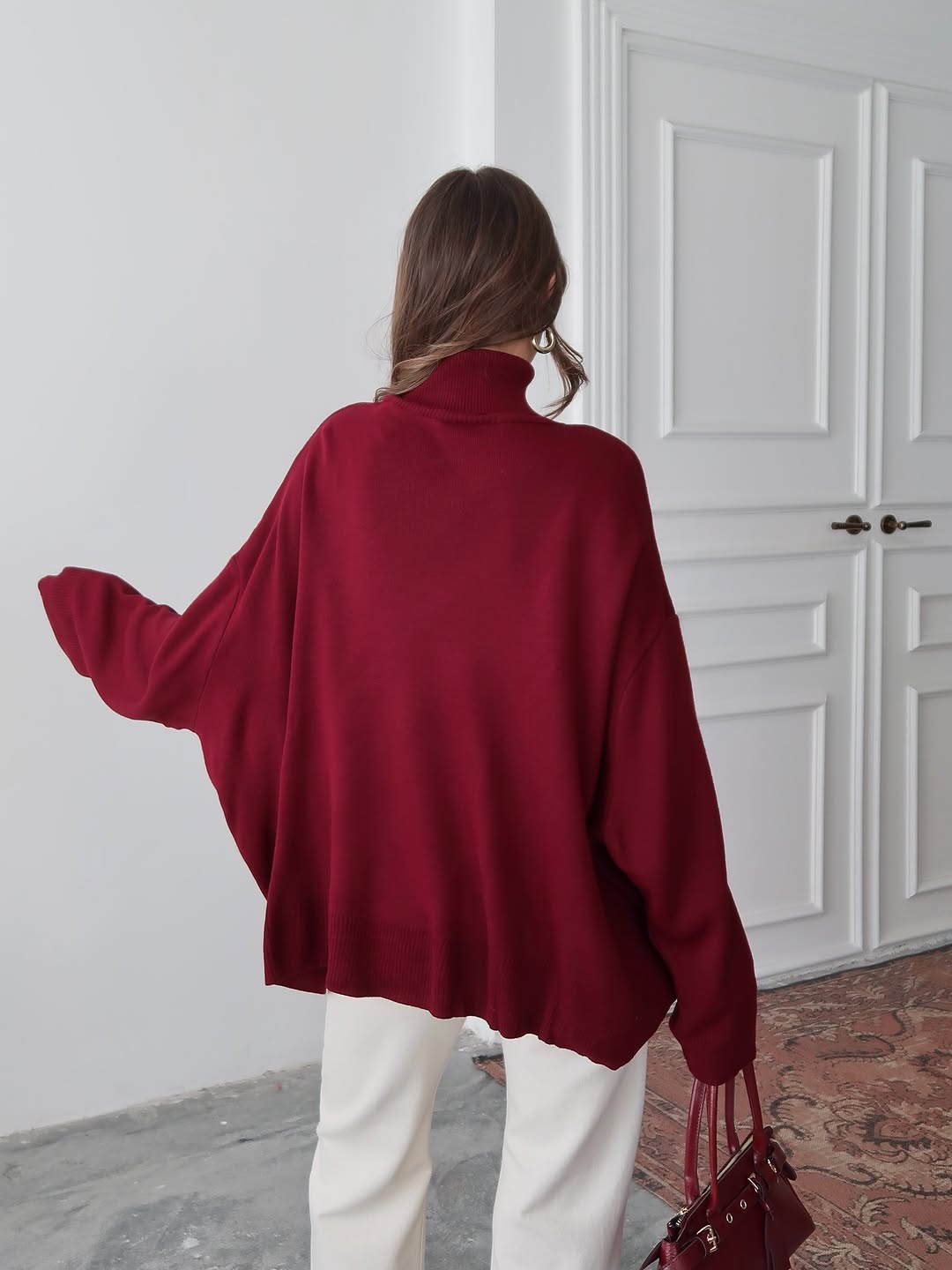 Charmy - Pull Oversize À Col Roulé Bordeaux