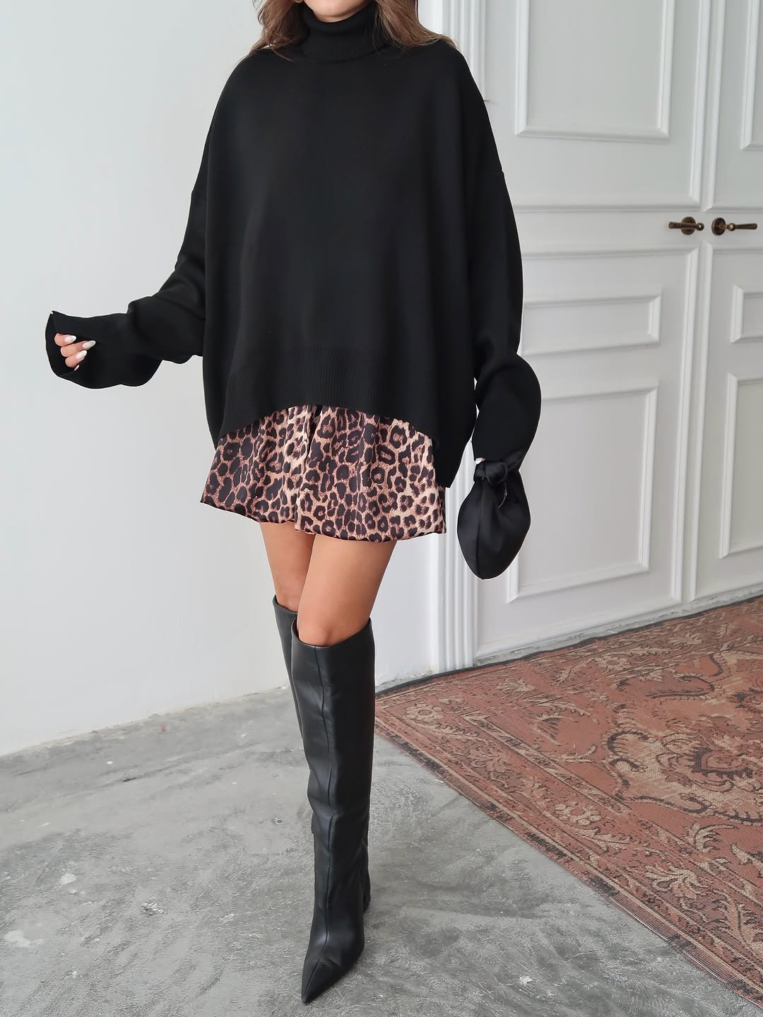 Charmy - Pull Oversize À Col Roulé Noir