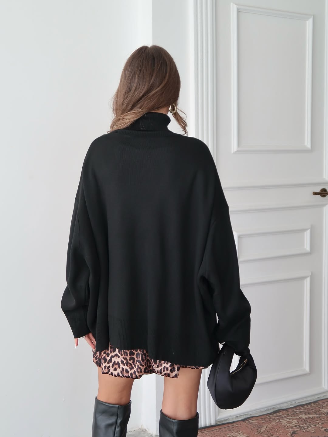 Charmy - Pull Oversize À Col Roulé Noir