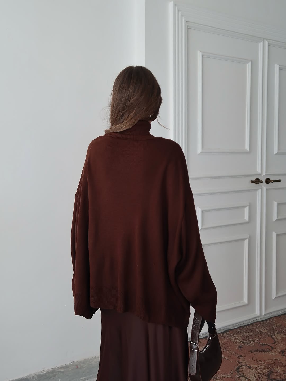 Charmy - Pull Oversize À Col Roulé Marron