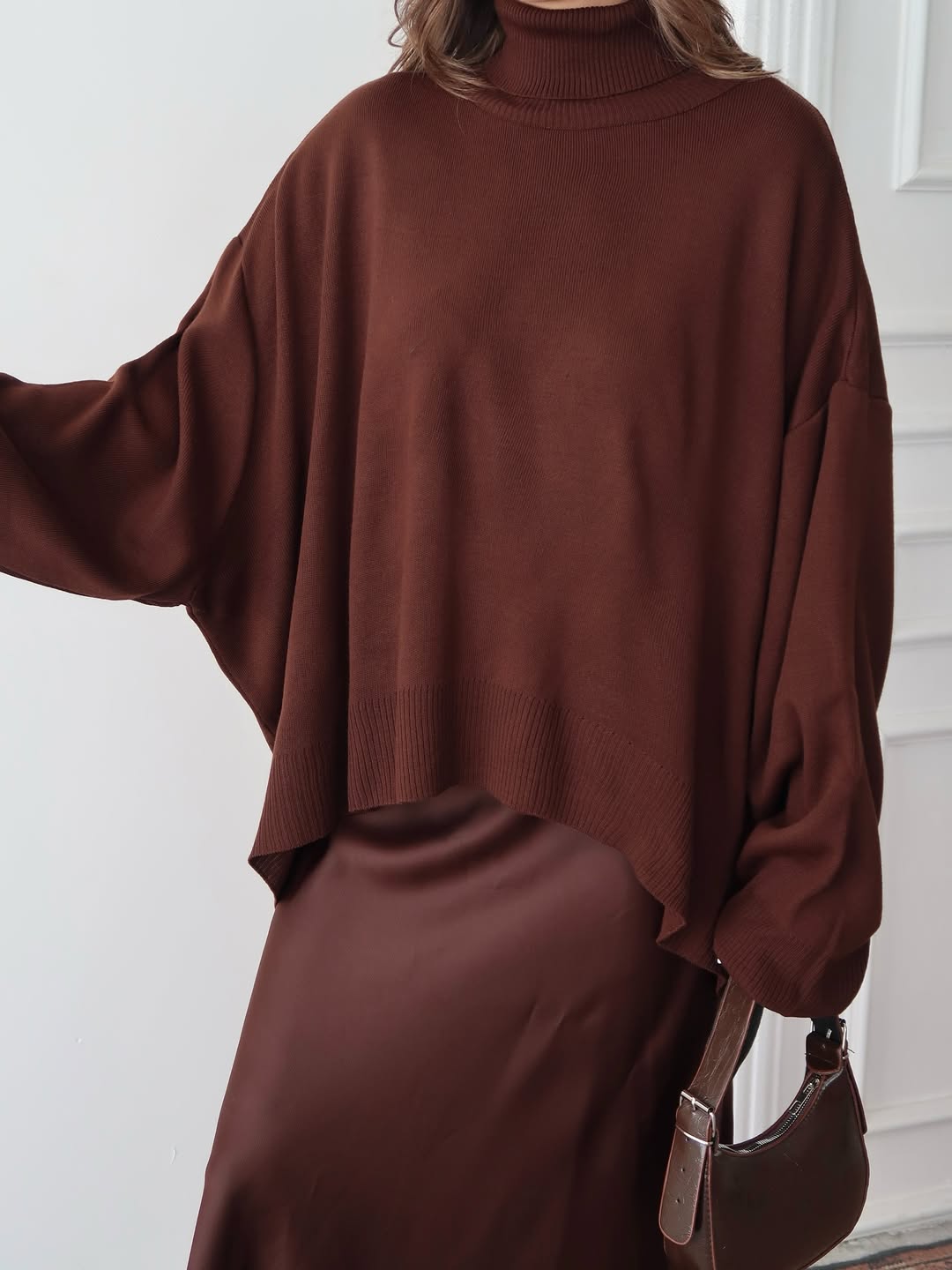 Charmy - Pull Oversize À Col Roulé Marron