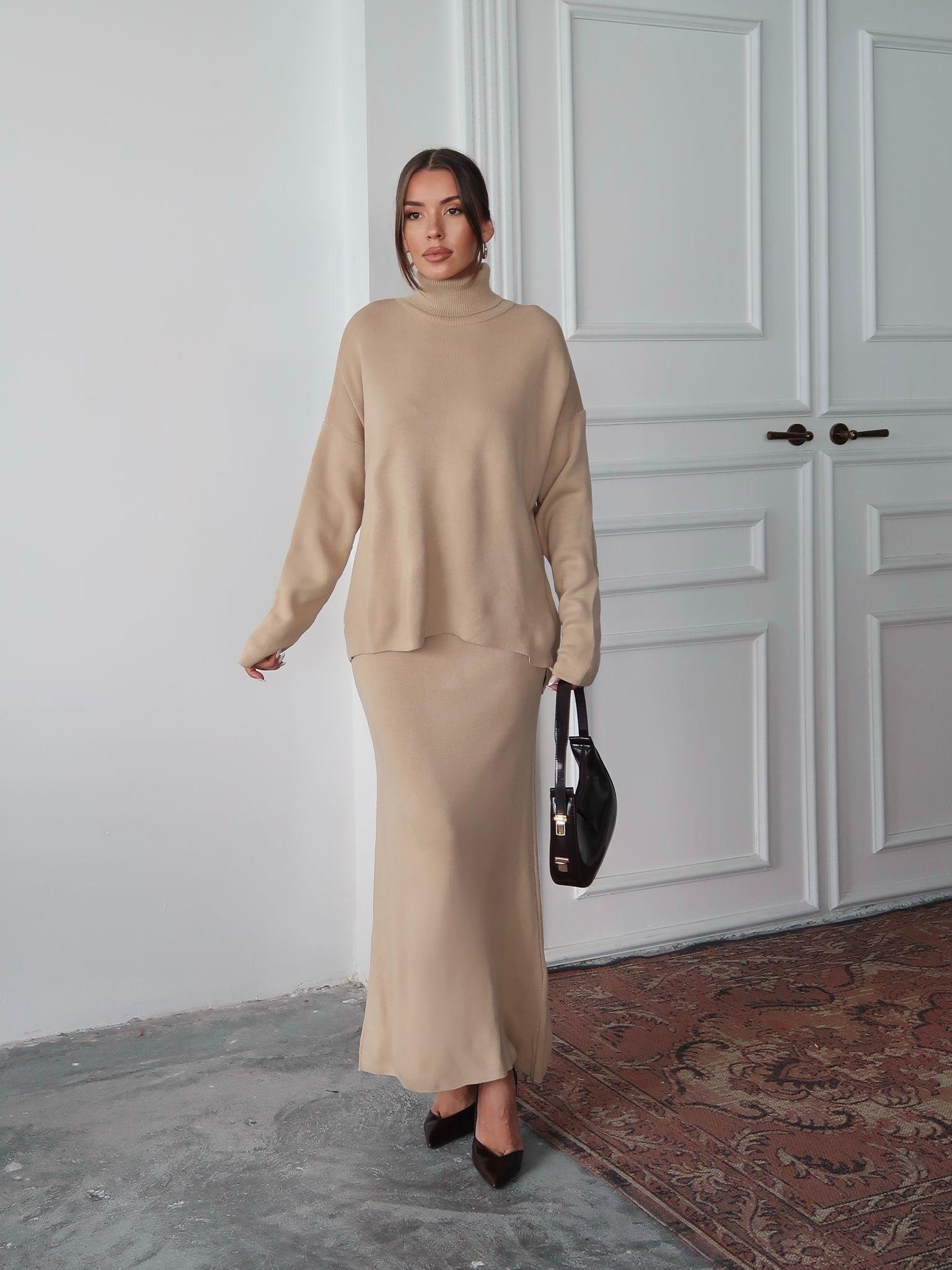 Shanna - Ensemble Pull & Jupe Beige