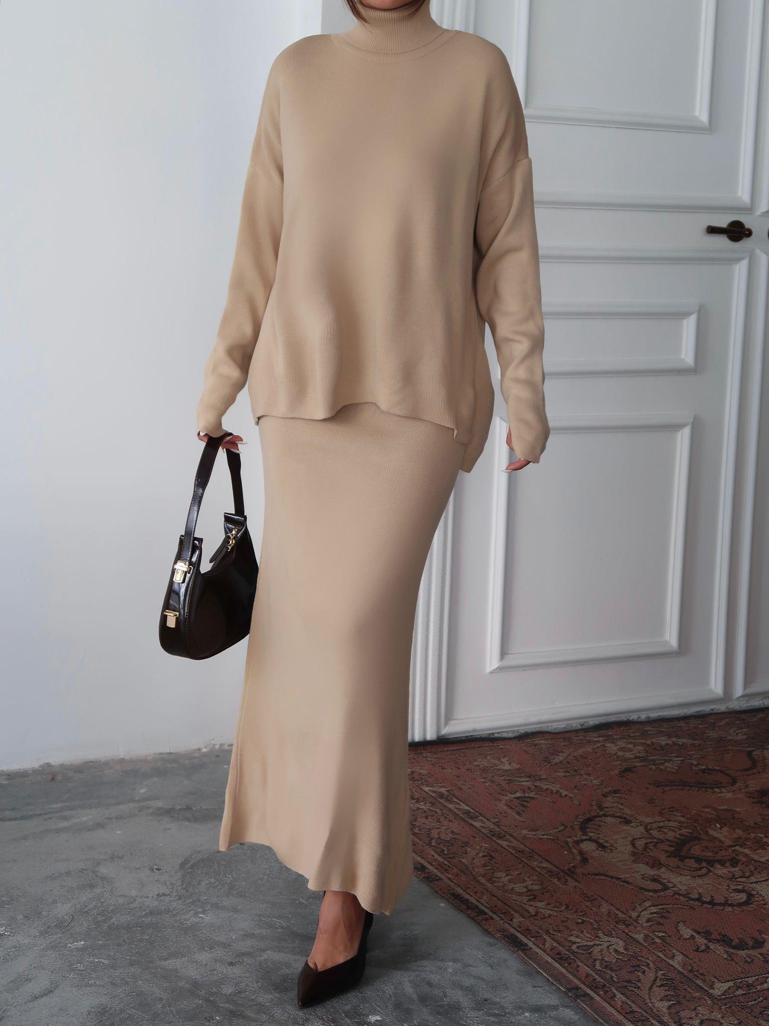 Shanna - Ensemble Pull & Jupe Beige