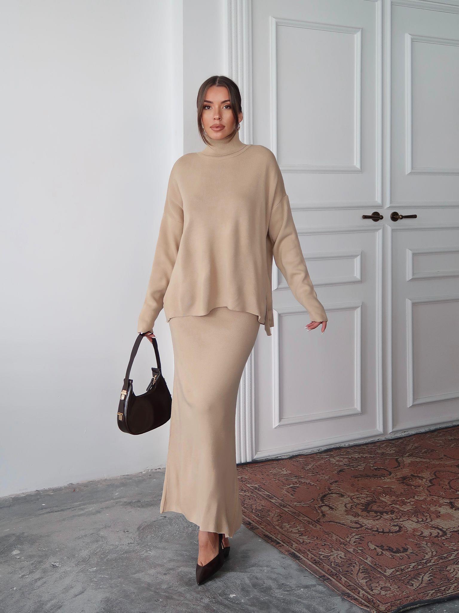 Shanna - Ensemble Pull & Jupe Beige