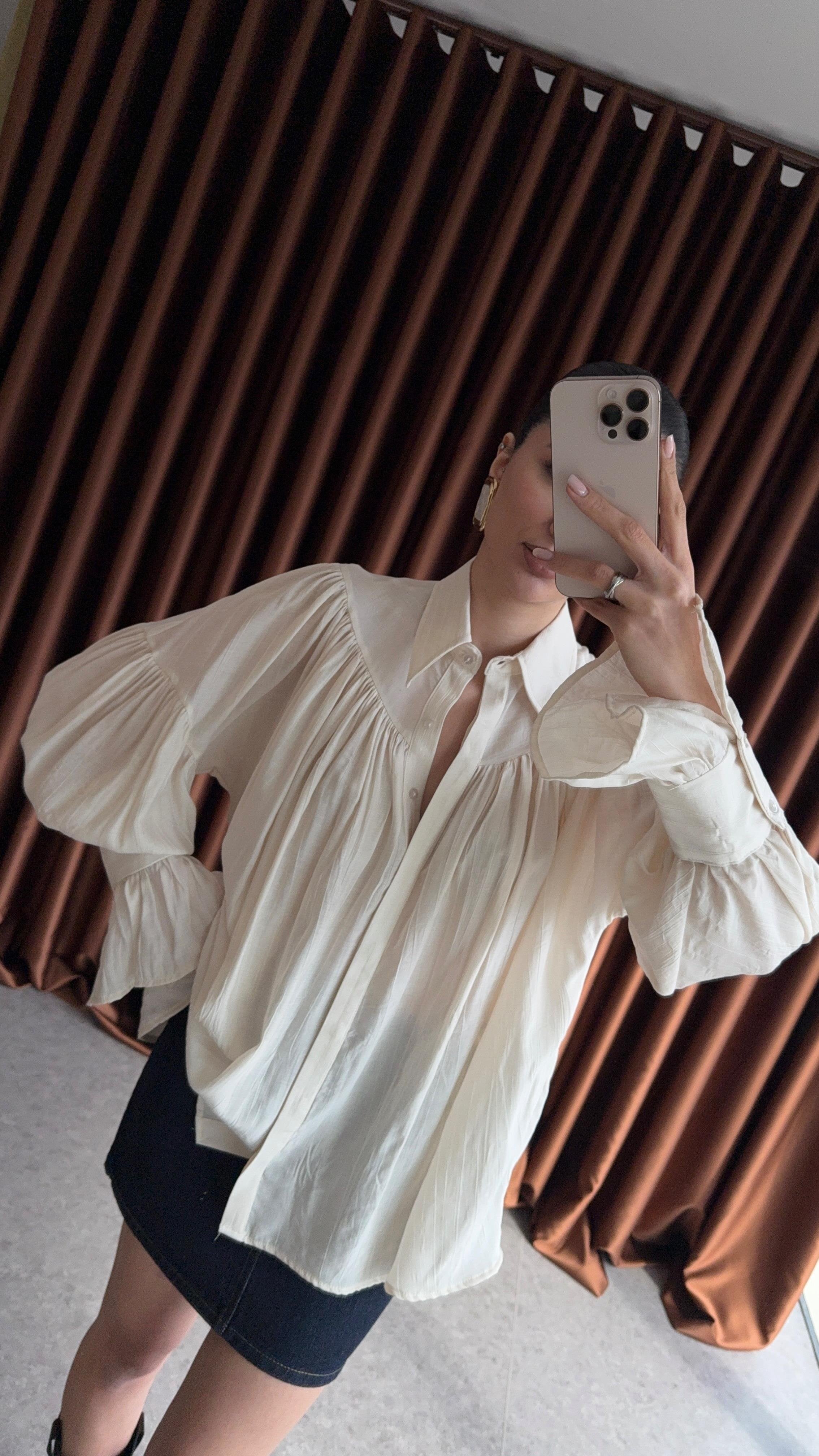 Cloé - Chemise Oversize, Intemporelle Et Raffinée Blanc Cassé