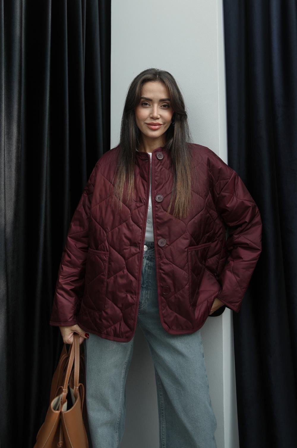 Ruby - Veste Matelassée Oversize Bordeaux