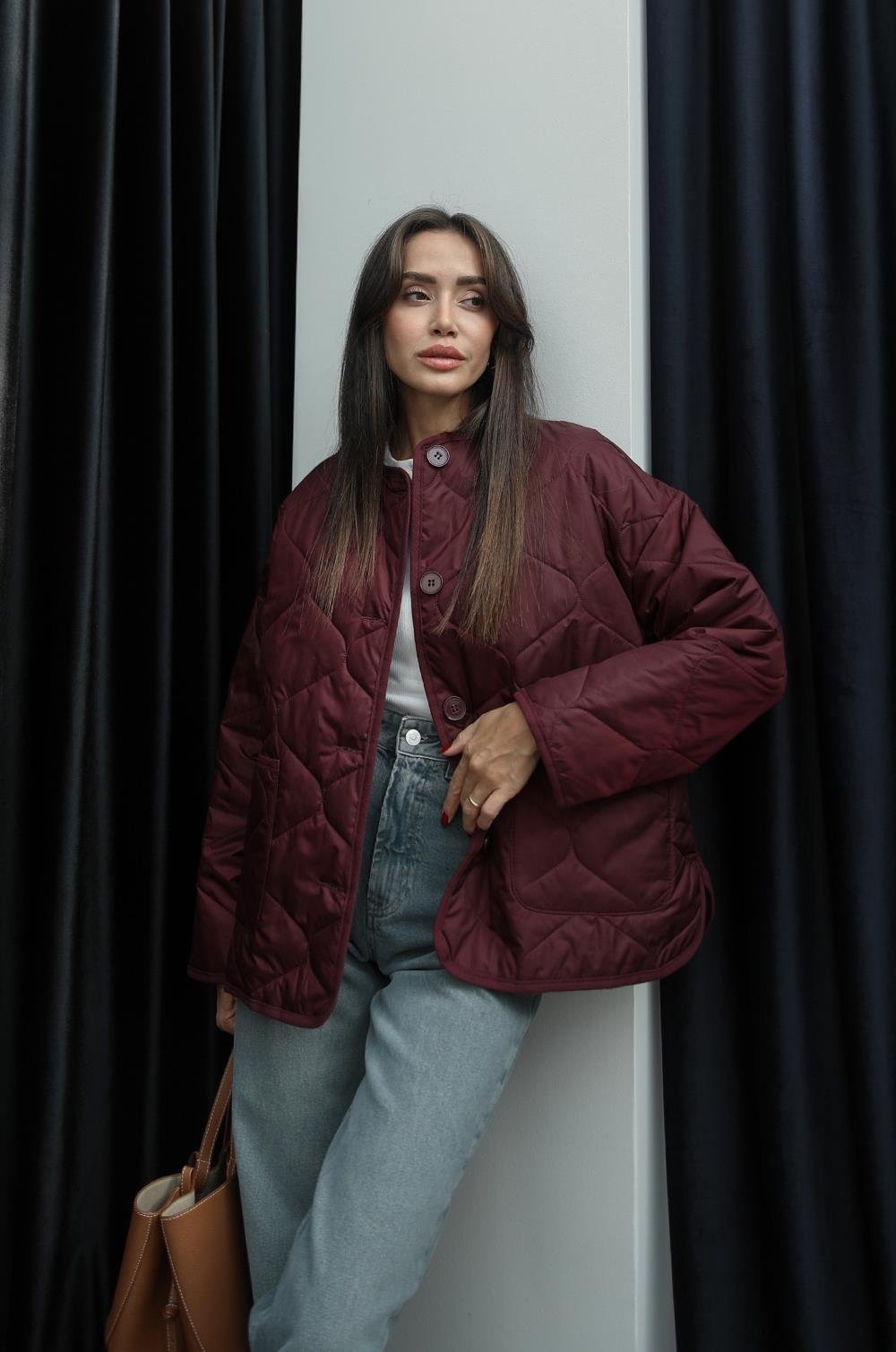 Ruby - Veste Matelassée Oversize Bordeaux