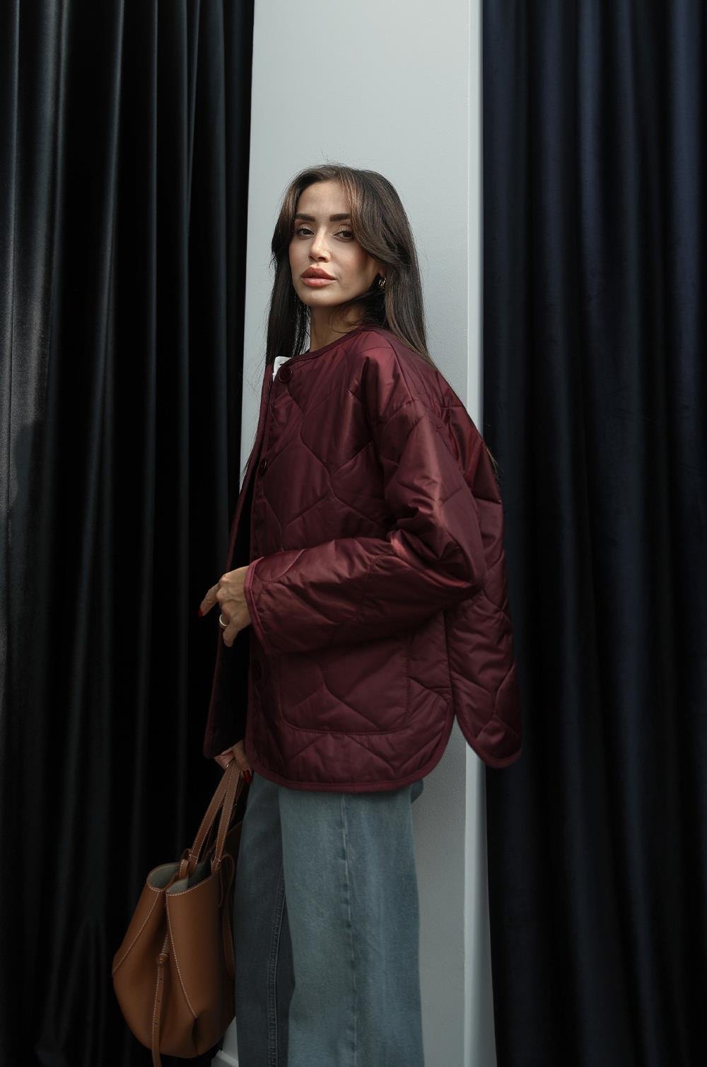 Ruby - Veste Matelassée Oversize Bordeaux