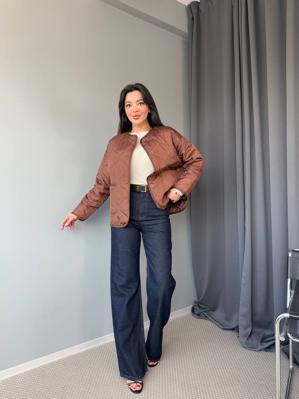 Ruby - Veste Matelassée Oversize Marron