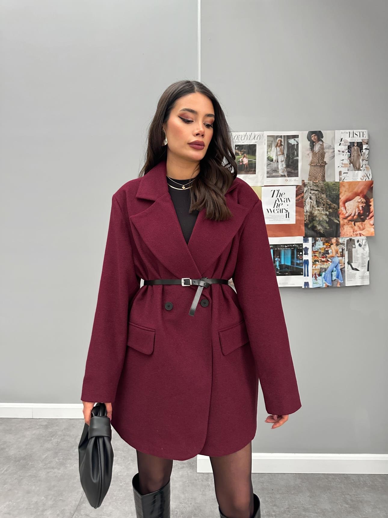 Cherry - Manteau Oversize Avec Ceinture