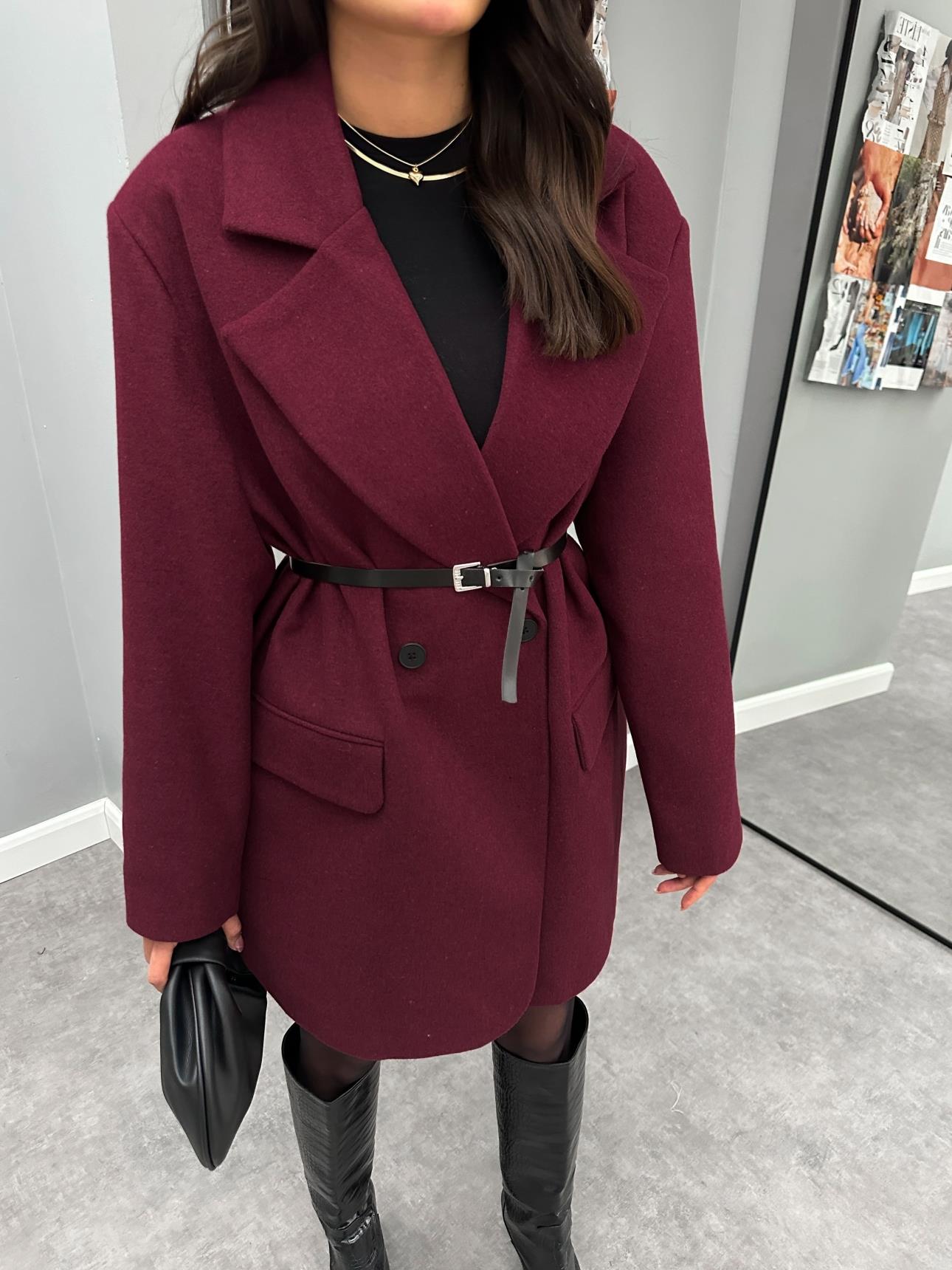 Cherry - Manteau Oversize Avec Ceinture