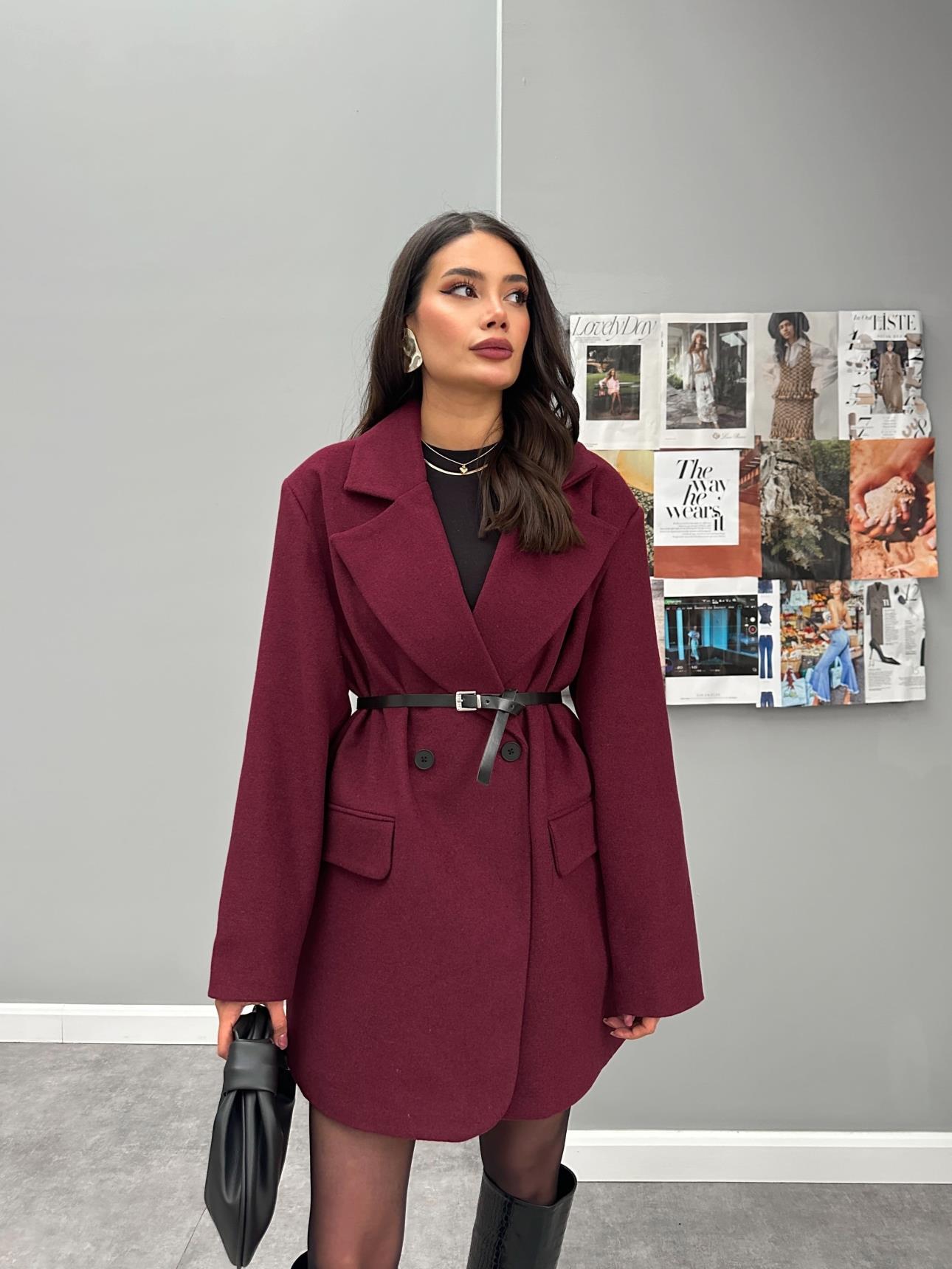 Cherry - Manteau Oversize Avec Ceinture