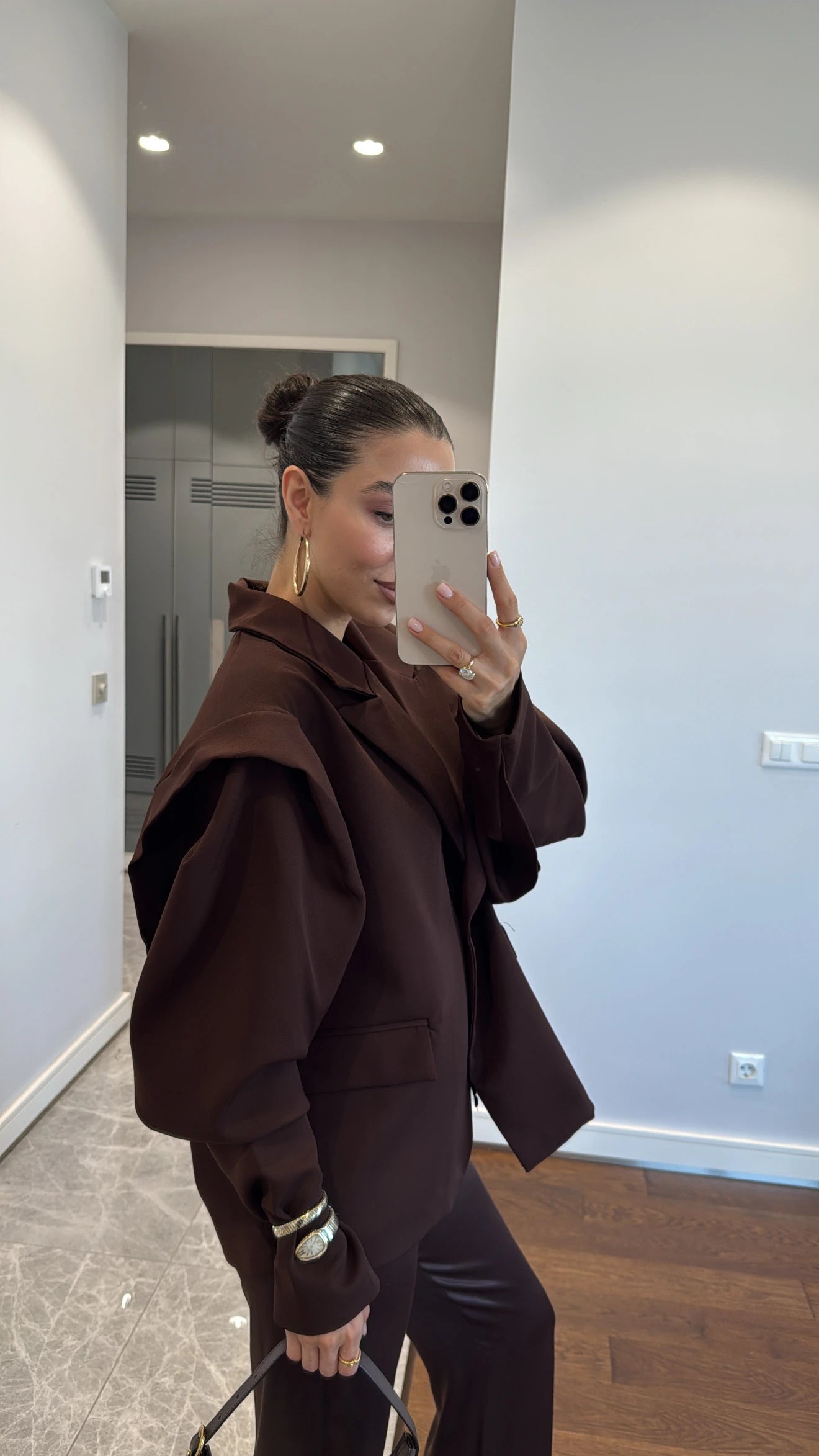 Élite - Blazer/Veste Oversize Avec Ceinture Marron