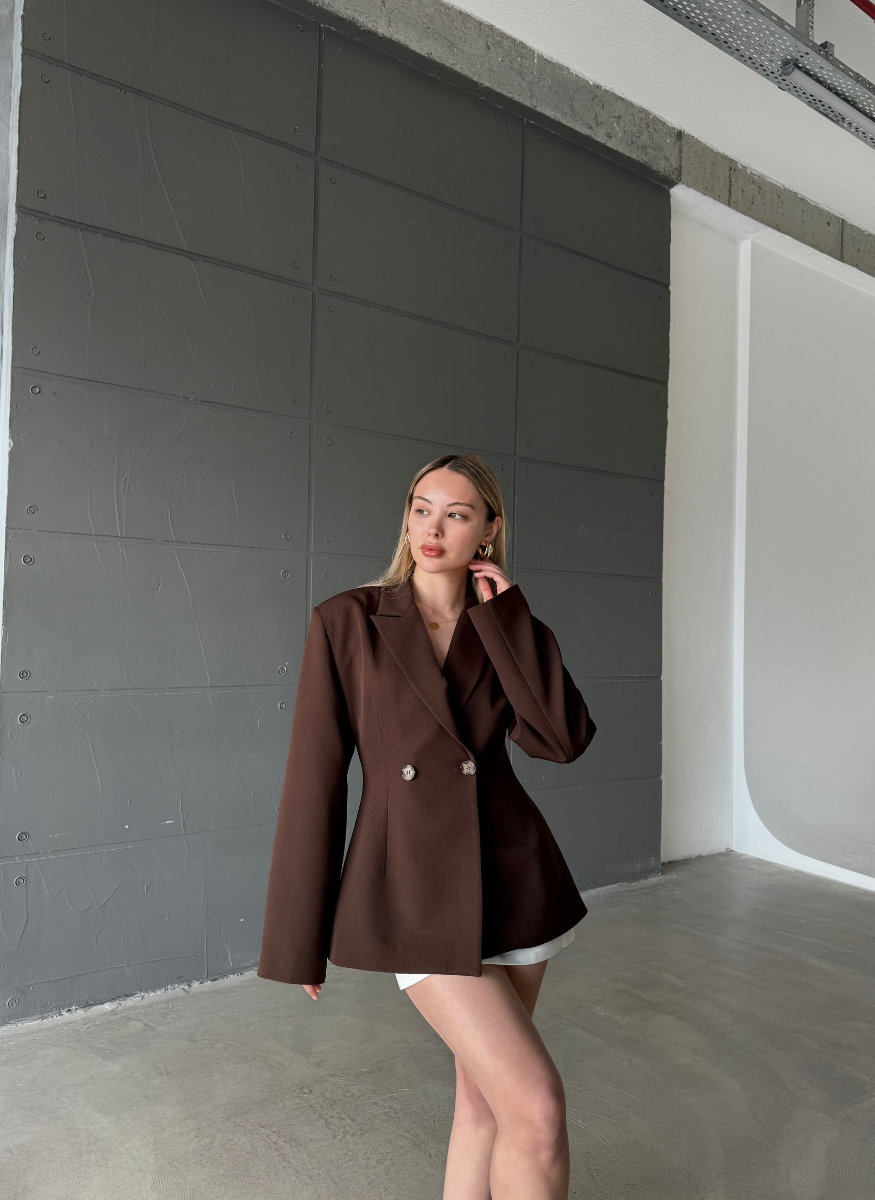 Lucy - Blazer Structuré Marron