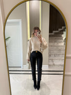 Emy - Pull Oversize à Col Montant Beige