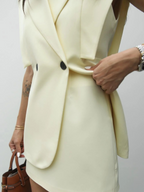 Isla - Ensemble Blazer Sans Manches Jaune