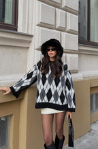 Cozy - Tricot Losanges Noir