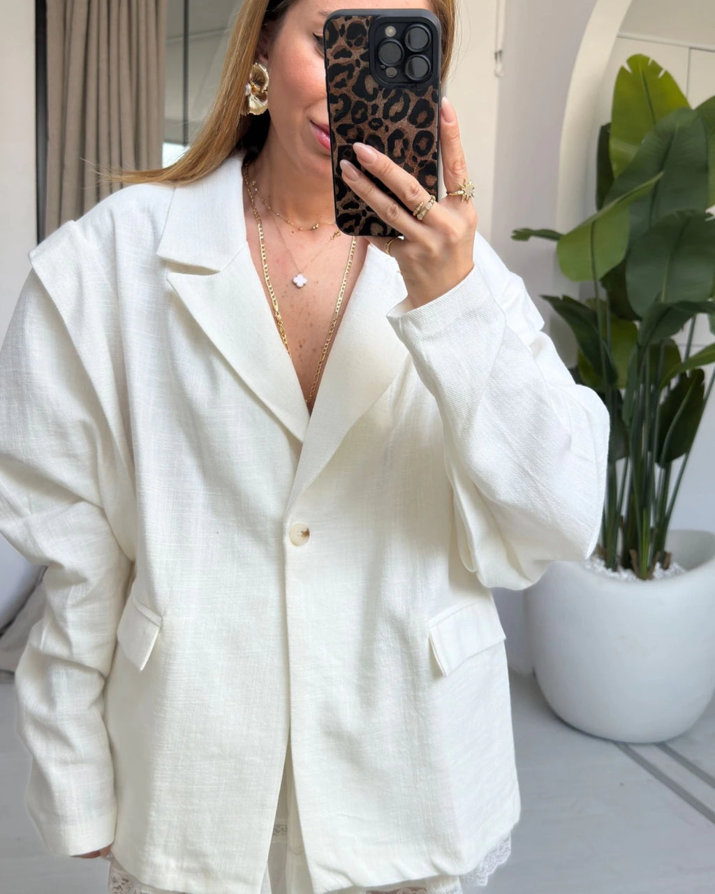 Allure - Blazer Ceinturé à Épaules Structurées