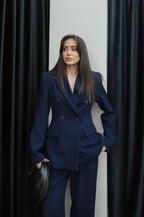 Tailleur Classy– Blazer & Pantalon Raffiné Bleu