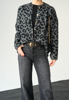 Grisou - Cardigan à imprimé léopard avec boutons dorés