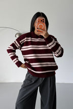 Ranelle - Pull à Rayures Bordeaux