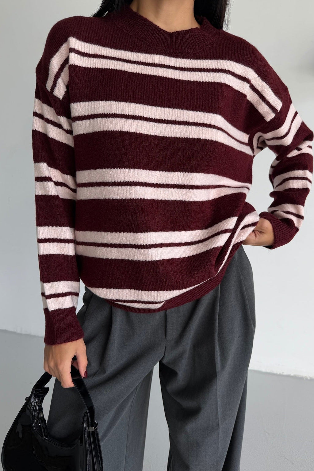 Ranelle - Pull à Rayures Bordeaux