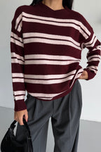 Ranelle - Pull à Rayures Bordeaux