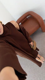 Elle - Ensemble Robe Et Gilet En Maille Marron