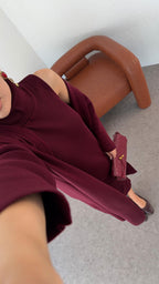 Elle - Ensemble Robe Et Gilet En Maille Bordeaux