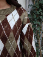 Cozy - Tricot Losanges Kaki