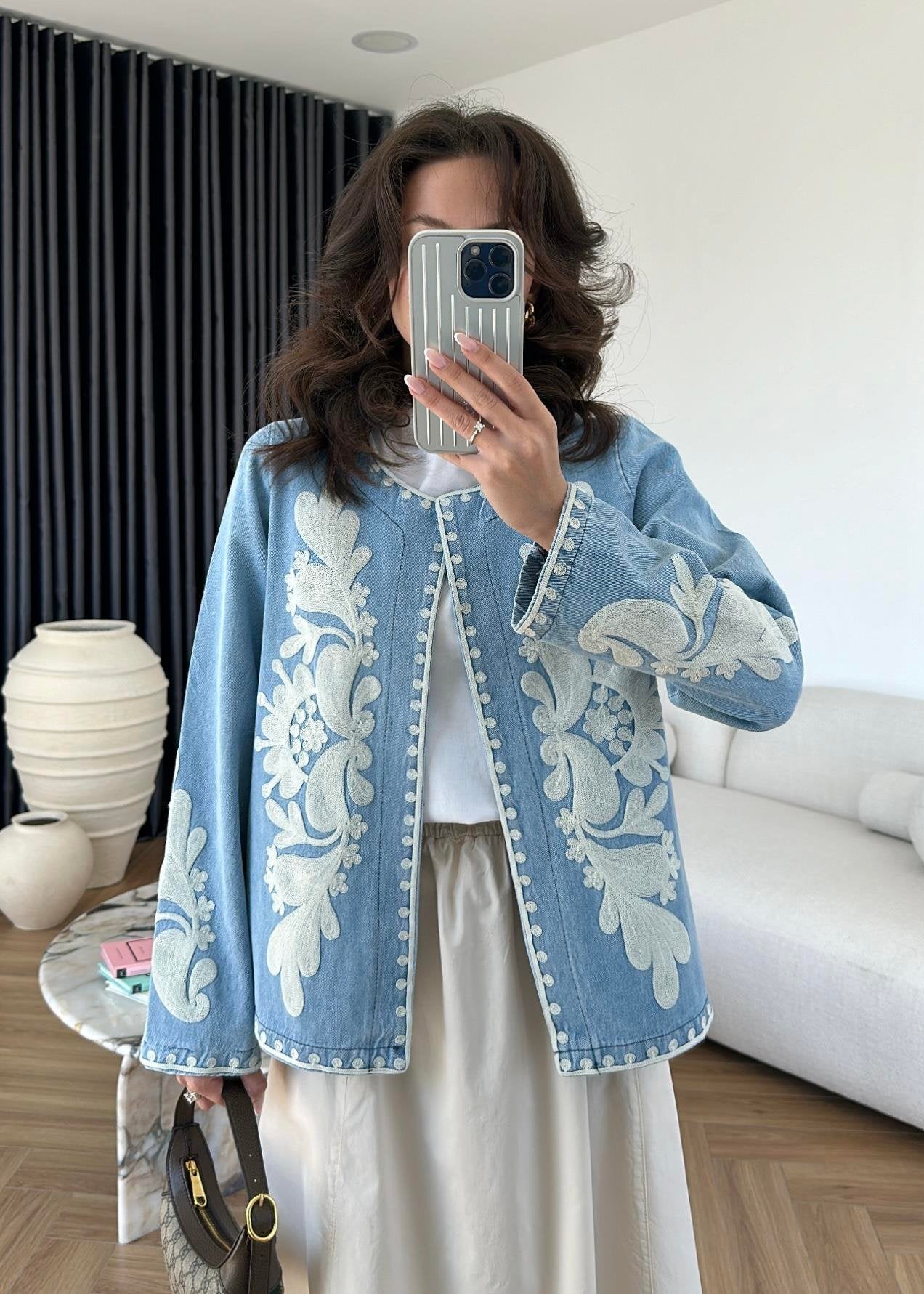 Nora - Veste En Jean Brodée