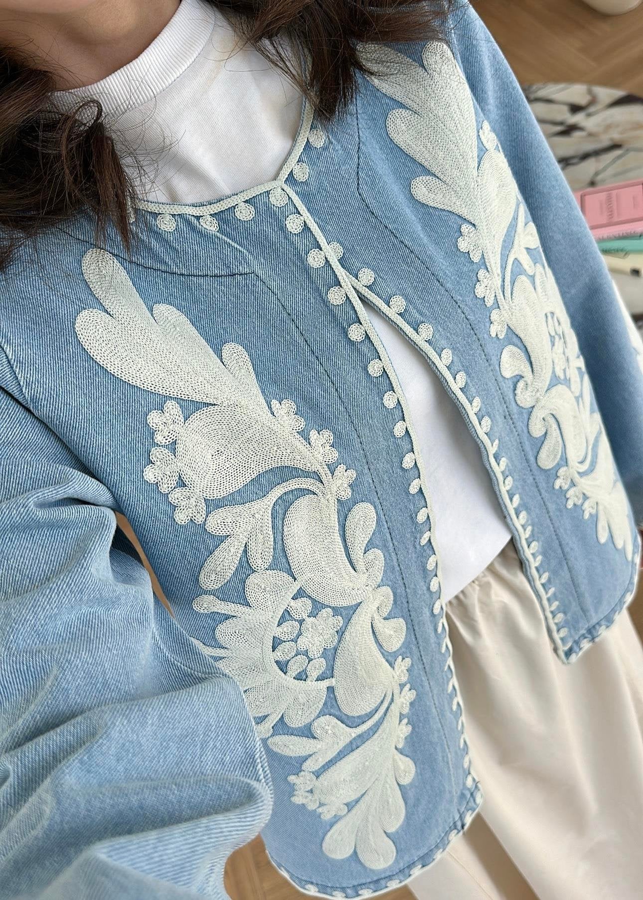 Nora - Veste En Jean Brodée