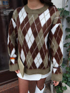 Cozy - Tricot Losanges Kaki