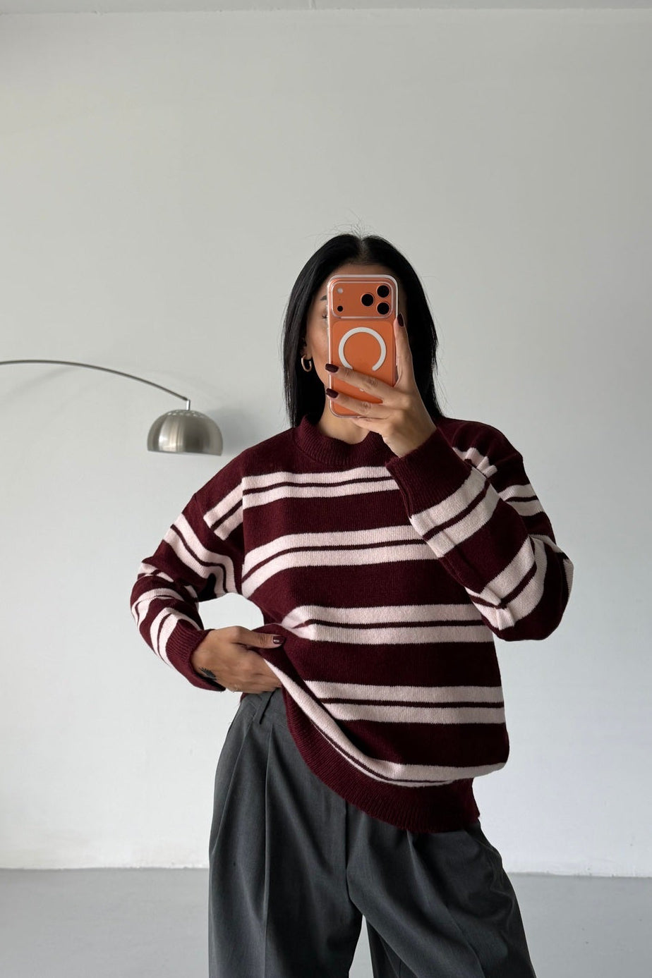 Ranelle - Pull à Rayures Bordeaux