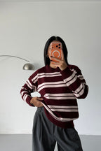 Ranelle - Pull à Rayures Bordeaux