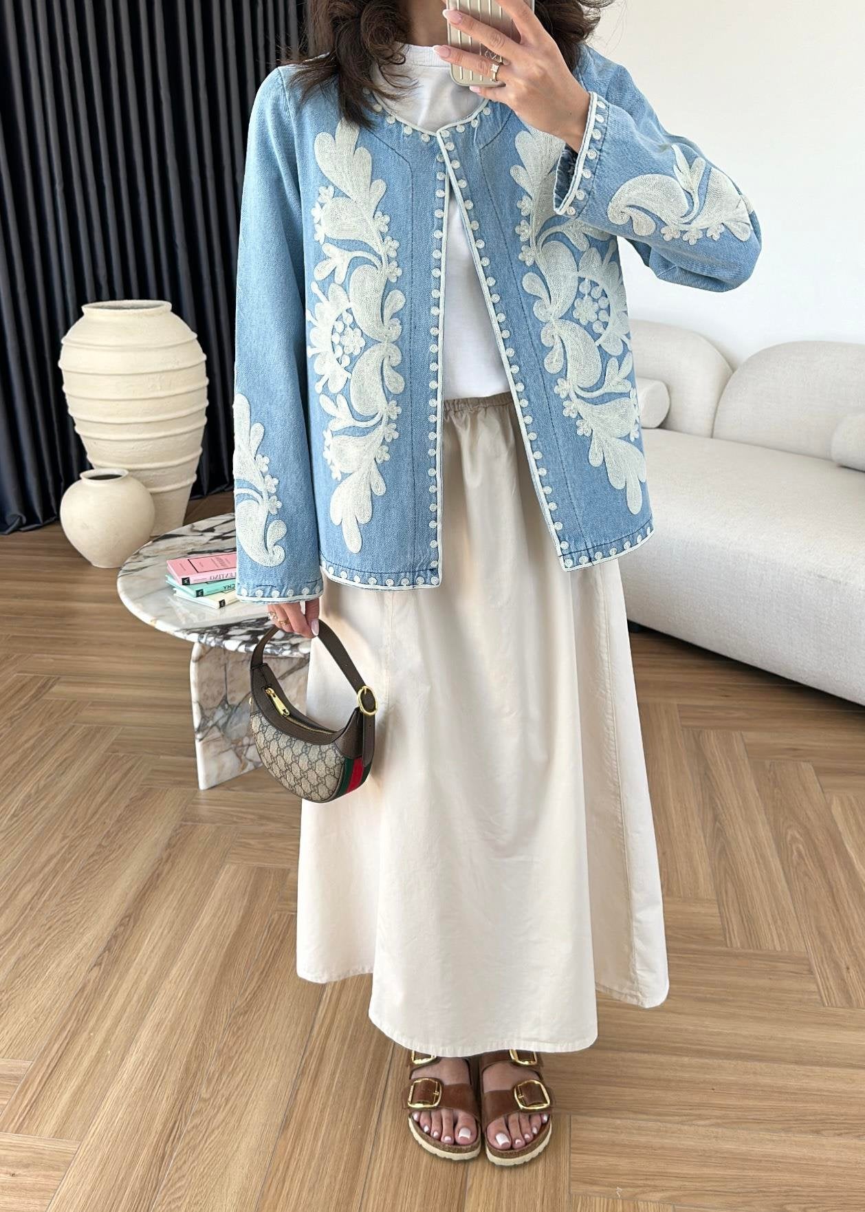 Nora - Veste En Jean Brodée