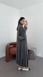 Elle - Ensemble Robe Et Gilet En Maille Gris